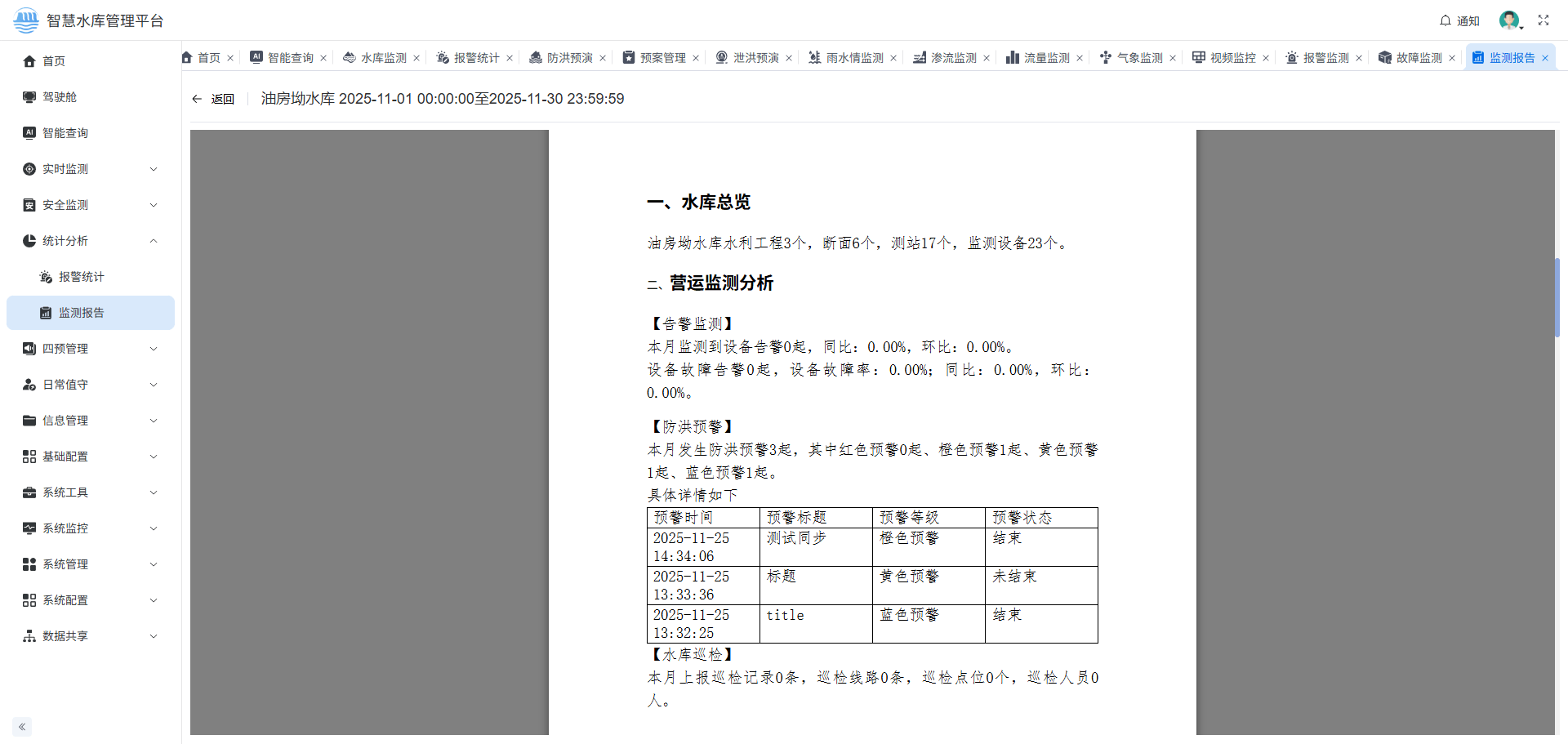 油房坳智慧水库监控平台-检测报告-文件预览