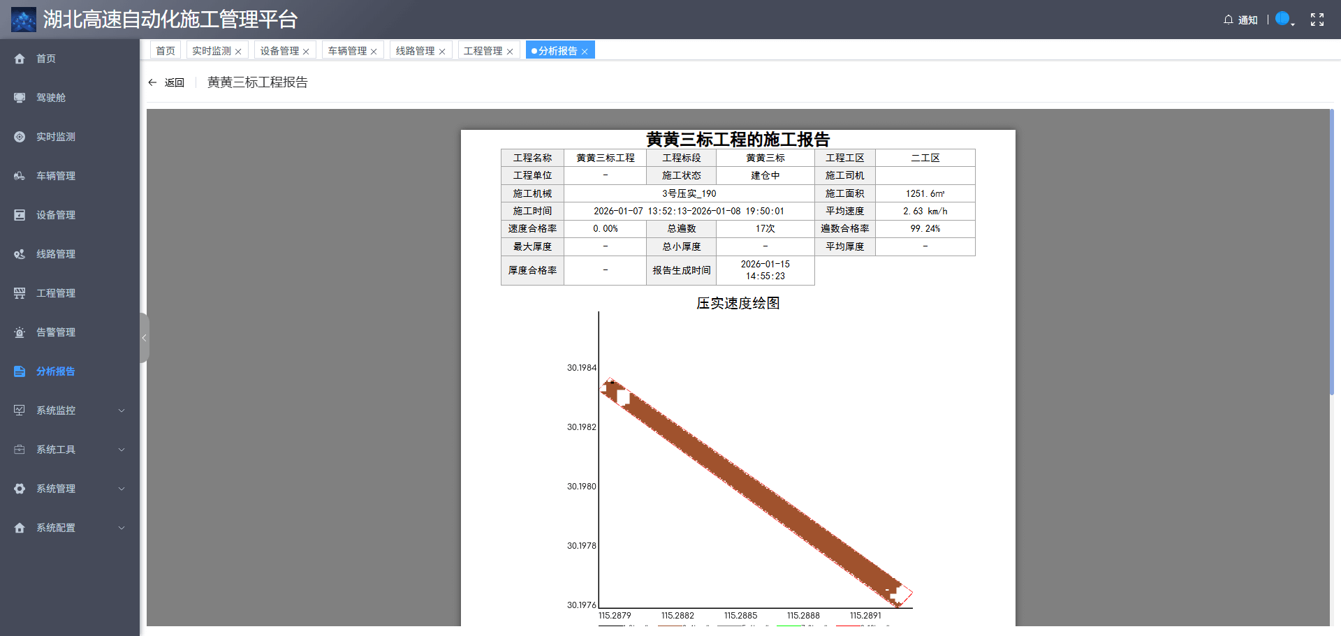 湖北高速自动化施工管理平台-分析报告-展示